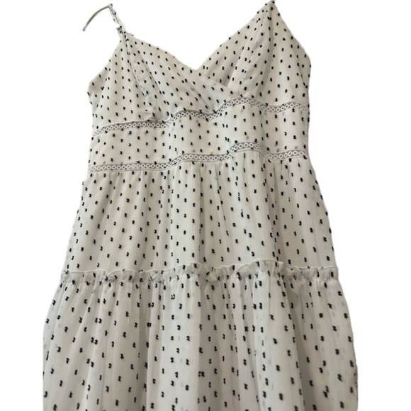 TRIXXI White With Black Polka Dot Spaghetti Strap Dress Size S - Picture 5 of 12